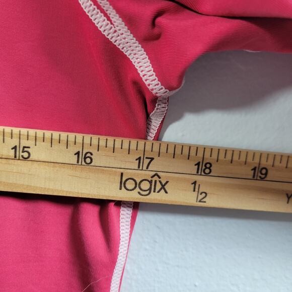 Athleta Pink Long Sleeve Tee Shirt Size 8 White Floral Design 92125-1206 - Picture 7 of 9